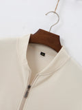 FOESCE 2025 Men's fall/winter new fashion comfort Waffle solid color zipper baseball jacket pocket long sleeve outdoor sports coat