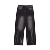 FOESCE 2025 New Gradient Straight Jeans For Men Y2K Vintage Tie-dye Wash Denim Trousers Black High Street Baggy Jean Pantalones Hombre