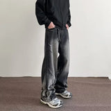 FOESCE 2025 New Gradient Straight Jeans For Men Y2K Vintage Tie-dye Wash Denim Trousers Black High Street Baggy Jean Pantalones Hombre
