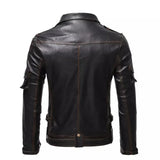 FOESCE 2024 New Men's Autumn and Winter New Personalized Leather Jacket Slim Fit Multi Pocket Zipper Jackets Coats Men