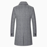 FOESCE 2025 New Style Thickened Cotton-Padded Plaid Wool Coat, Men Mid-Long Windbreaker, Slim Fit Lapel Outerwear for Autumn and Winter