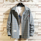 FOESCE 2025 New Summer Men's Plaid Shirt Button Pocket Casual Fashion Elegant Long sleeve Shirt Turn Down Collar