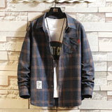 FOESCE 2025 New Summer Men's Plaid Shirt Button Pocket Casual Fashion Elegant Long sleeve Shirt Turn Down Collar
