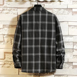 FOESCE 2025 New Summer Men's Plaid Shirt Button Pocket Casual Fashion Elegant Long sleeve Shirt Turn Down Collar
