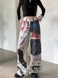 FOESCE 2025 Spodnie Y2K Streetwear 3D Graphic Printing Baggy Jeans Pants For Women Clothing Straight Gothic Lady Trousers Ropa De Mujer