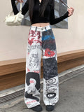 FOESCE 2025 Spodnie Y2K Streetwear 3D Graphic Printing Baggy Jeans Pants For Women Clothing Straight Gothic Lady Trousers Ropa De Mujer