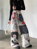 FOESCE 2025 Spodnie Y2K Streetwear 3D Graphic Printing Baggy Jeans Pants For Women Clothing Straight Gothic Lady Trousers Ropa De Mujer