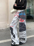 FOESCE 2025 Spodnie Y2K Streetwear 3D Graphic Printing Baggy Jeans Pants For Women Clothing Straight Gothic Lady Trousers Ropa De Mujer