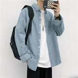 FOESCE 2024 Spring and Summer Fashion Minimalist Retro Hong Kong Style Loose Casual Oversize Versatile Workwear Denim Jacket for Men