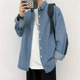 FOESCE 2024 Spring and Summer Fashion Minimalist Retro Hong Kong Style Loose Casual Oversize Versatile Workwear Denim Jacket for Men