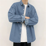 FOESCE 2024 Spring and Summer Fashion Minimalist Retro Hong Kong Style Loose Casual Oversize Versatile Workwear Denim Jacket for Men