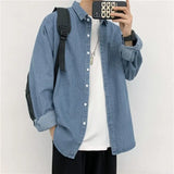 FOESCE 2024 Spring and Summer Fashion Minimalist Retro Hong Kong Style Loose Casual Oversize Versatile Workwear Denim Jacket for Men