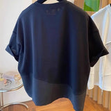 FOESCE 2025 Summer Personality Irregular Patchwork Drawstring Half Zipper Loose Casual Oversized Ruffian Handsome Short Sleeved T-shirt