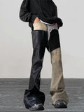 FOESCE 2025 Y2K Fashion Coating waxing Patchwork Old Baggy Flare Jeans Pants Men 90s Clothes Vintage Long Trousers Pantalones Hombre