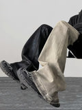FOESCE 2025 Y2K Fashion Coating waxing Patchwork Old Baggy Flare Jeans Pants Men 90s Clothes Vintage Long Trousers Pantalones Hombre