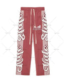 FOESCE 2025 new style simple and versatile fashion trendy sweatpants Hip-hop street striped letter print oversized baggy pants for mens