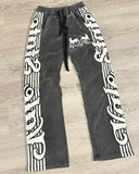 FOESCE 2025 new style simple and versatile fashion trendy sweatpants Hip-hop street striped letter print oversized baggy pants for mens