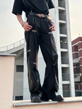 FOESCE 2025 y2k Style Black Men Cargo Outdoor Tracksuit Pants Y2K Design buttons Sweatpants Leather splicing Male Long Trousers Pantalo