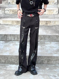 FOESCE 2025 y2k Style Black Men Cargo Outdoor Tracksuit Pants Y2K Design buttons Sweatpants Leather splicing Male Long Trousers Pantalo