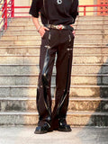 FOESCE 2025 y2k Style Black Men Cargo Outdoor Tracksuit Pants Y2K Design buttons Sweatpants Leather splicing Male Long Trousers Pantalo
