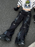 FOESCE 2025 y2k Style Black Men Cargo Outdoor Tracksuit Pants Y2K Design buttons Sweatpants Leather splicing Male Long Trousers Pantalo