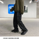 FOESCE 2025Autumn Cargo jeans men Wide Leg Denim pants Loose Jeans Straight Baggy Men's Jeans hip hop Streetwear Neutral denim Trousers