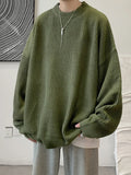 FOESCE 2025 Autumn Crew Neck Solid Color Pullover Sweaters For Men Casual Y2K Knitted Sweater High Street Fashion Jumpers Hombre