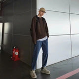 FOESCE 2025 Autumn Crew Neck Solid Color Pullover Sweaters For Men Casual Y2K Knitted Sweater High Street Fashion Jumpers Hombre
