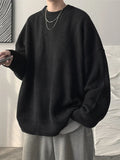 FOESCE 2025 Autumn Crew Neck Solid Color Pullover Sweaters For Men Casual Y2K Knitted Sweater High Street Fashion Jumpers Hombre