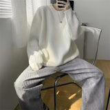 FOESCE 2025 Autumn Crew Neck Solid Color Pullover Sweaters For Men Casual Y2K Knitted Sweater High Street Fashion Jumpers Hombre