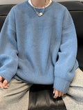 FOESCE 2025 Autumn Crew Neck Solid Color Pullover Sweaters For Men Casual Y2K Knitted Sweater High Street Fashion Jumpers Hombre