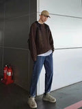 FOESCE 2025 Autumn Crew Neck Solid Color Pullover Sweaters For Men Casual Y2K Knitted Sweater High Street Fashion Jumpers Hombre