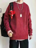 FOESCE 2025 Autumn Crew Neck Solid Color Pullover Sweaters For Men Casual Y2K Knitted Sweater High Street Fashion Jumpers Hombre