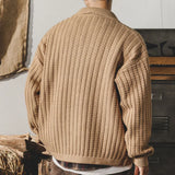 FOESCE 2025 Men Sweatercoat Men Loose Fit England Style Autumn Winter Knitted Cardigan Coats Men Fashion Streetwear Vintage Casual