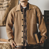 FOESCE 2025 Men Sweatercoat Men Loose Fit England Style Autumn Winter Knitted Cardigan Coats Men Fashion Streetwear Vintage Casual