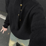 FOESCE 2025 New Half-Turtleneck Button Design Sweaters Men Winter Korean Fashion Knitted Pullovers Business Casual Christmas Jumpers