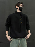 FOESCE 2025 New Half-Turtleneck Button Design Sweaters Men Winter Korean Fashion Knitted Pullovers Business Casual Christmas Jumpers