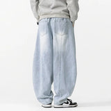 FOESCE 2025 New Vintage Harem Pants Men Loose Hip Hop Denim Wide Leg Pants Mens Straight Oversized Fashion Jeans Elastic Waist Trousers