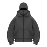FOESCE 2025 New design Hip Hop double hat match hoodie for men Y2k Harajuku Vintage Winter Coat Fashion streetwear couple sweatshirt