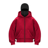FOESCE 2025 New design Hip Hop double hat match hoodie for men Y2k Harajuku Vintage Winter Coat Fashion streetwear couple sweatshirt