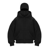 FOESCE 2025 New design Hip Hop double hat match hoodie for men Y2k Harajuku Vintage Winter Coat Fashion streetwear couple sweatshirt
