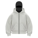 FOESCE 2025 New design Hip Hop double hat match hoodie for men Y2k Harajuku Vintage Winter Coat Fashion streetwear couple sweatshirt