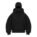 FOESCE 2025 New design Hip Hop double hat match hoodie for men Y2k Harajuku Vintage Winter Coat Fashion streetwear couple sweatshirt