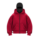FOESCE 2025 New design Hip Hop double hat match hoodie for men Y2k Harajuku Vintage Winter Coat Fashion streetwear couple sweatshirt