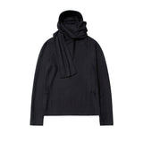 FOESCE 2025 Spring Men's New Hooded Bottom Shirt Layering Poncho Scarf Neck Hooded Niche Design Loose Pullover Sweatshirt Top