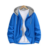 FOESCE 2025 Spring and autumn men waffle lattice color breasted hooded casual cardigan coat new fashion loose outdoor sports men's top