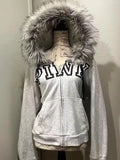 FOESCE 2025 Street fashion Winter new personality print design zipper hoodie for men Y2k Harajuku vintage fur collar warm loose jacket