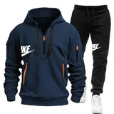 FOESCE 2025 men's new fall and winter pullover hoodie + pants two sets of relaxed sports European size fitness jogging suit