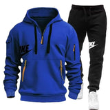 FOESCE 2025 men's new fall and winter pullover hoodie + pants two sets of relaxed sports European size fitness jogging suit