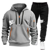 FOESCE 2025 men's new fall and winter pullover hoodie + pants two sets of relaxed sports European size fitness jogging suit